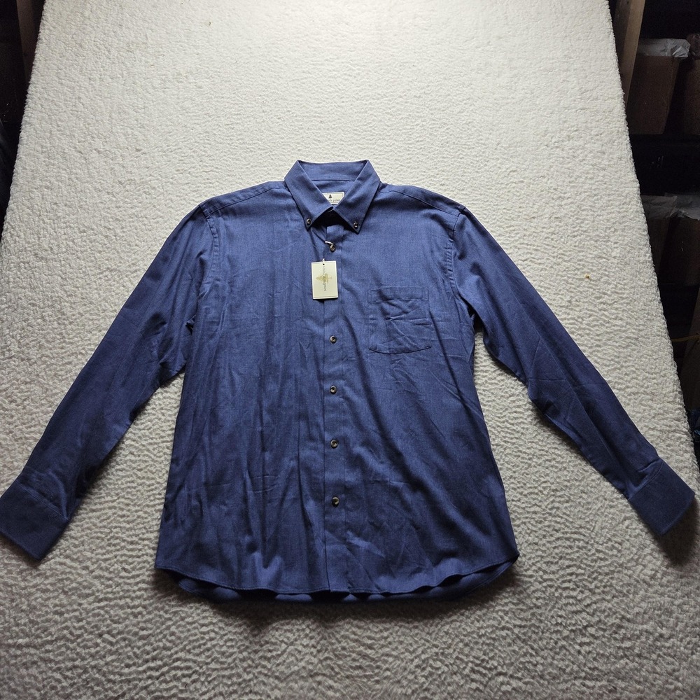 Southern Pines Shirt Mens Large Blue Solid Twill Long Sleeve Button-Up Casual